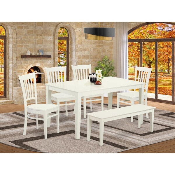 East West Furniture 6 Piece Capri Dining Room Set - Linen White CAGR6-LWH-W - main